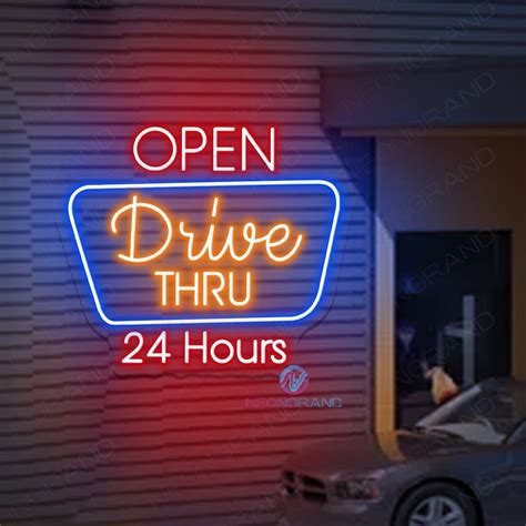 Open Drive Thru 24H Neon Sign Business Led Light - NeonGrand