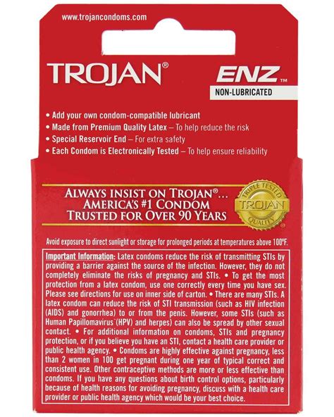 Trojan ENZ Non-Lubricated Classic Design Latex Condoms | Naughty Kinky