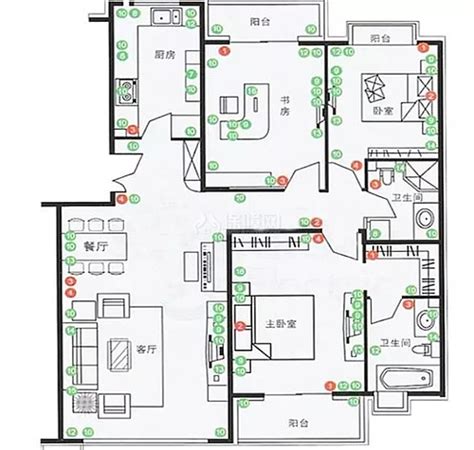 家装平面水电插座布置图，cad建筑工程图纸下载 - 易图网