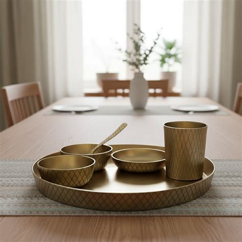 Cutwork - Set of 6 Kansa Utensils Thali 11inches (28cms) – Artcraft