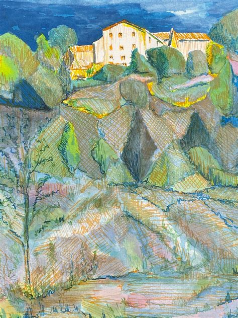 1950's French Modernist/ Cubist Painting Signed, French Landscape For ...
