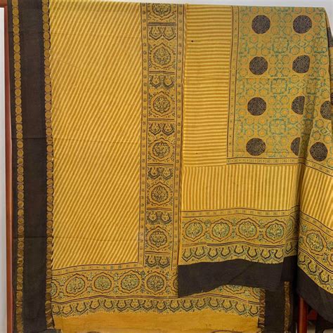 Ajrak Hand Block Print On Madurai Cotton saree – villvam