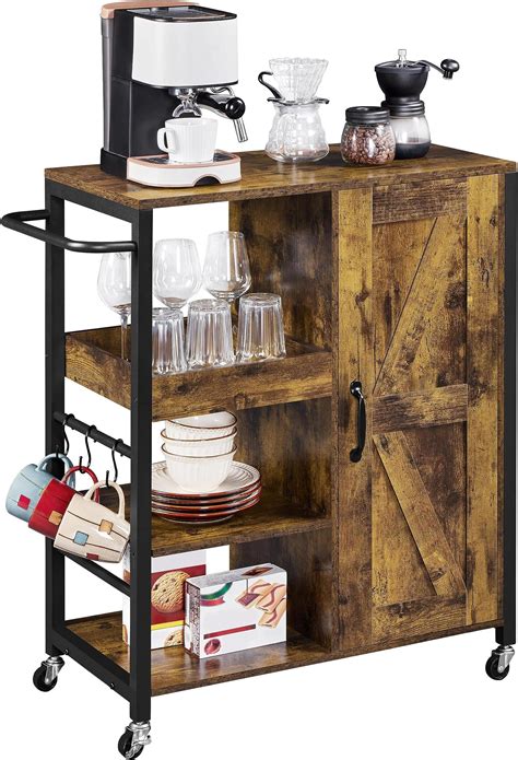 Amazon.com: Hencawima Coffee Bar Cabinet, 3 Tier Coffee Station Table ...