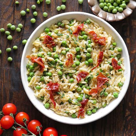 Creamy Orzo with Green Peas and Crispy Prosciutto - Julia's Album