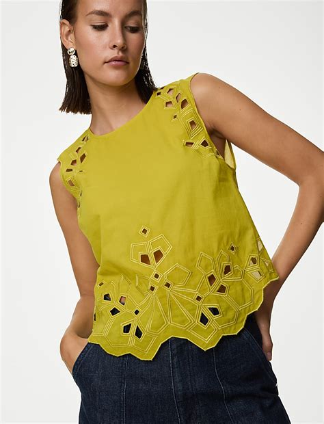 Buy Pure Cotton Embroidered Top at Marks & Spencer
