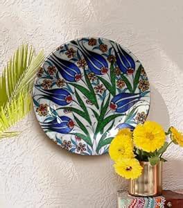 Buy JIKRAA® Blue Turkish Ceramic Decorative Wall Plate | Wall Hanging ...