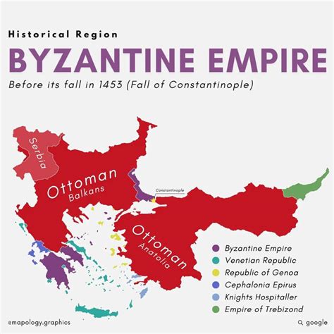 Byzantine Empire before its fall in 1453 During... - Maps on the Web
