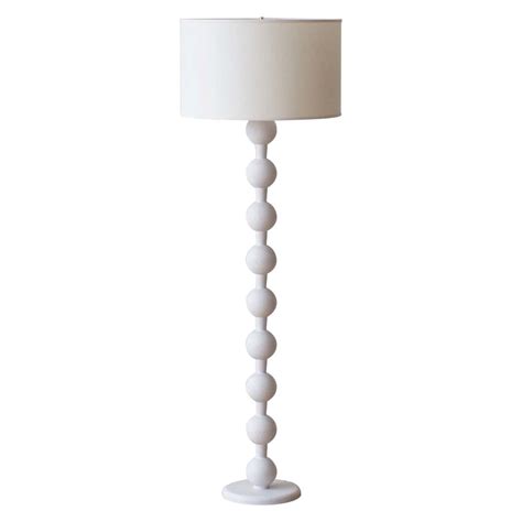 White Oak Modern Hugo Barbell Floor Lamp, Belgian Linen Shade For Sale ...