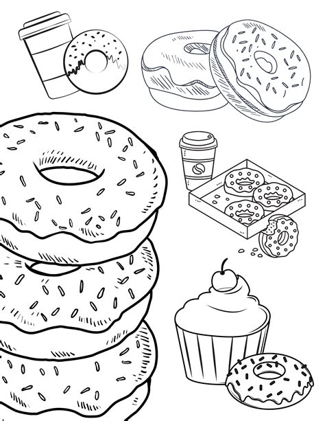 Cute Donut Coloring Pages for Kids and Adults