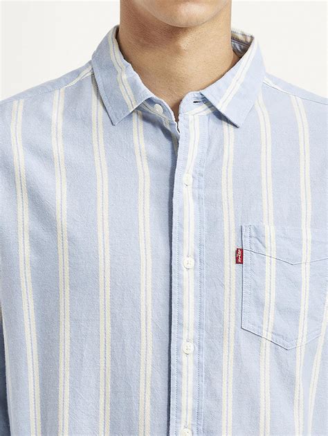 Men's Striped Light Blue Slim Fit Shirt – Levis India Store