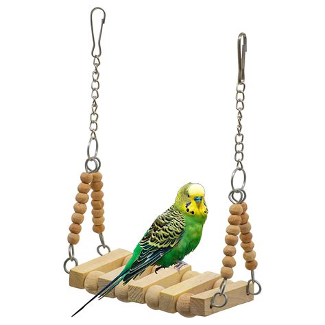 PETZOO Natural Wooden Swing Toy Perch for Bird Cage Resting Toy for ...