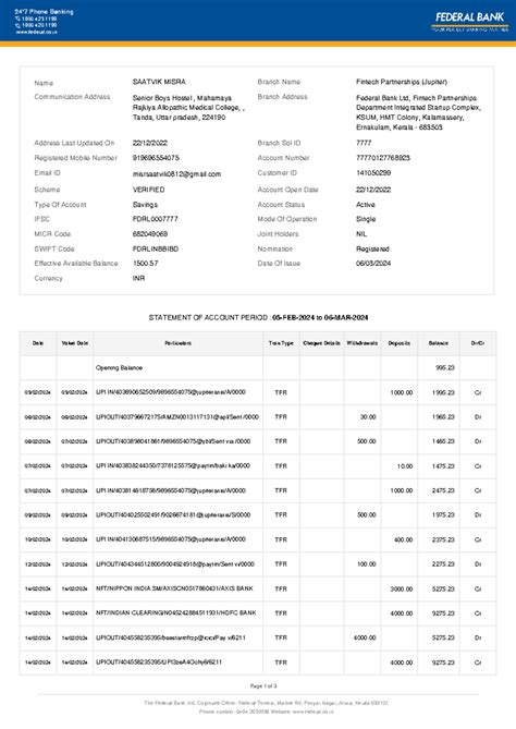Account Statement 05-FEB-2024 to 06-MAR-2024 - 24*7 Phone Banking 1800 ...