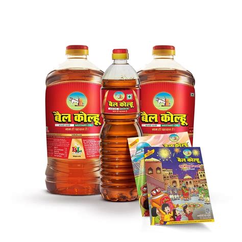 Bail Kolhu Mustard Oil Kachi Ghani Sarso Tel 2L+2L+1L (5L Combo Pack ...