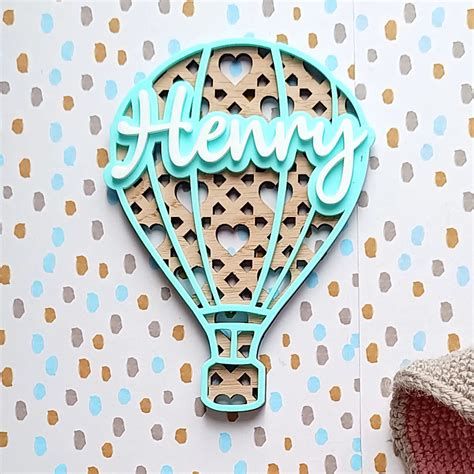 Personalised Rattan Hot Air Balloon Name Sign - Charming Nursery Décor