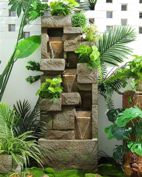 Amazon.com: 48.6" Water Fountain Outdoor Floor-Standing Garden ...