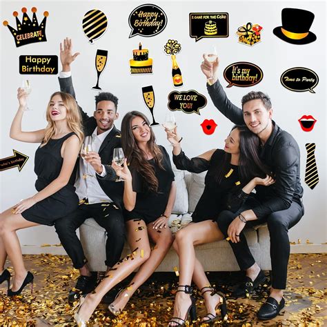 Qpout Black and Gold Photo Booth Props (35 Count) for Kids India | Ubuy
