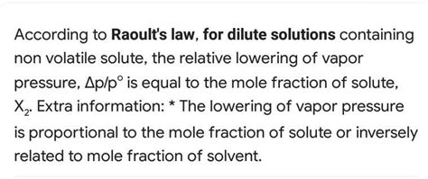 For dilute solution, Raoult's law states that - Brainly.in