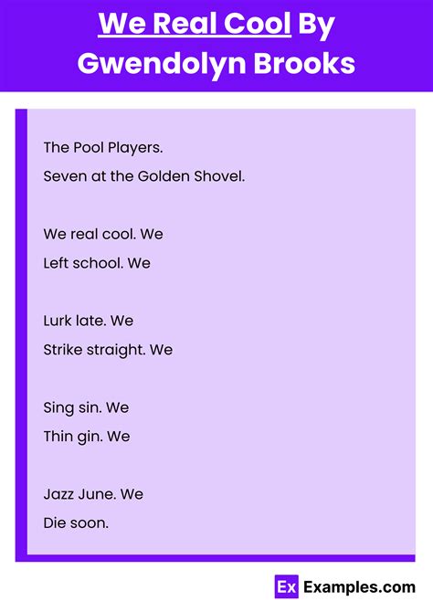 We Real Cool Poem Analysis | “We Real Cool” by Gwendolyn Brooks: A ...