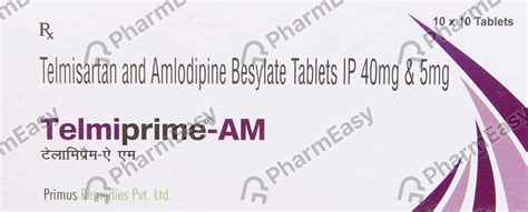 Telmiprime Am 40mg Strip Of 10 Tablets: Uses, Side Effects, Price ...