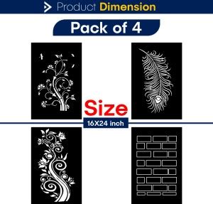 JAZZIKA Combo Stencils for wall painting (Size:- 16 X 24 Inch) Theme ...