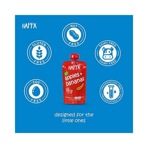 Happa Organic Apple with Banana Puree, Stage 2, 6 Months+ 100g Each ...