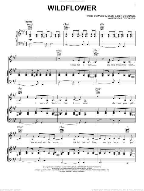 Billie Eilish: WILDFLOWER sheet music for voice, piano or guitar