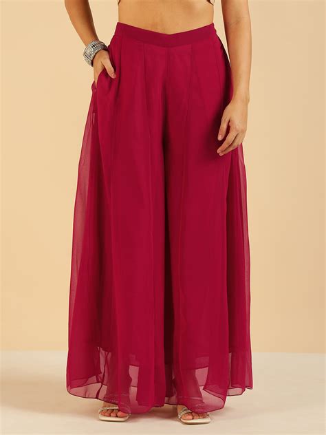 Fuchsia Embroidered Top With Sharara Fusion Women Co-Ord Set