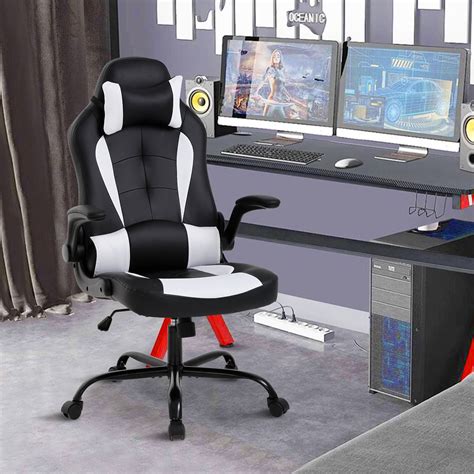 Buy NiamVelo Leather Gaming Chair Ergonomic Video Game Chairs with Flip ...