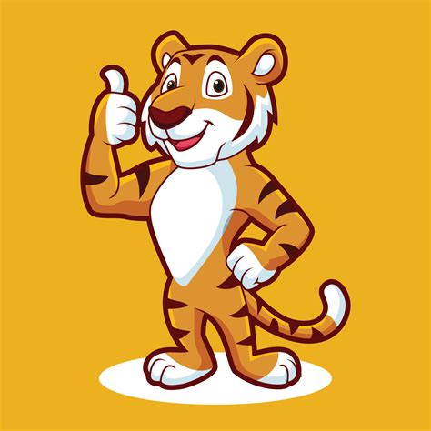 Cartoon tiger mascot giving thumb up 20004083 Vector Art at Vecteezy
