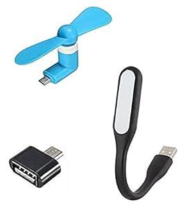 Buy UPSUN OTG Adopter with Flexible LED Light lamp, OTG Smart Fan ...