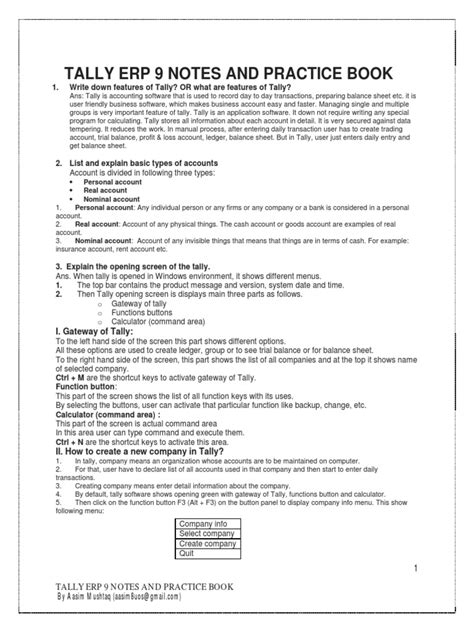 Image result for Tally Practise File