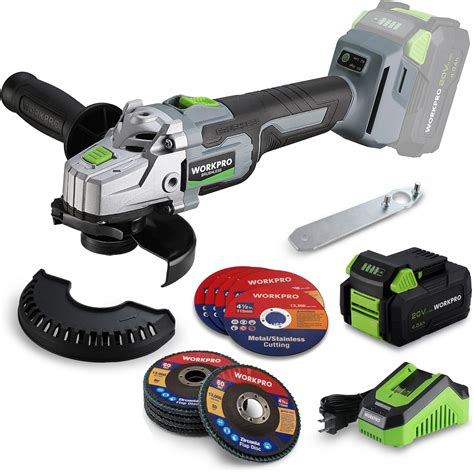 Angle Grinder Cordless 20V Cordless Angle Grinder Kit - Brushless Motor, 2x4.0Ah Batteries, 7500 ...