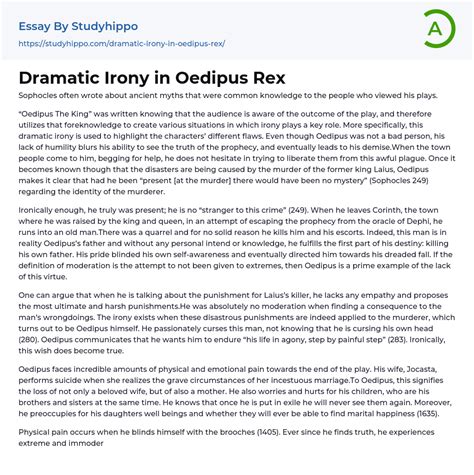 Dramatic Irony in Oedipus Rex Essay Example | StudyHippo.com
