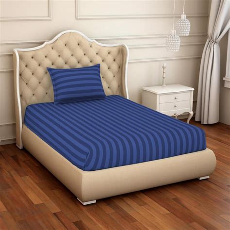 Buy SPACES Skyrise Cotton 210TC Striped 2Pcs Single Bedsheet Set from ...