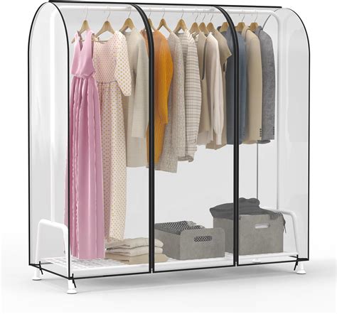 Amazon.com: Zilink 60'' Clear Garment Rack Cover Dustproof Clothes Rack ...