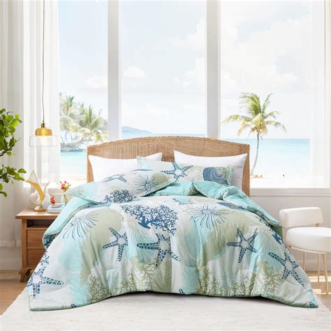 Amazon.com: Tritard Coastal Comforter Set King Size 3 Piece, Soft Beach ...