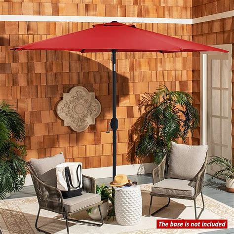 Sunrinx 7.5 ft Red Polyester Crank Market Patio Umbrella with Tilt and ...