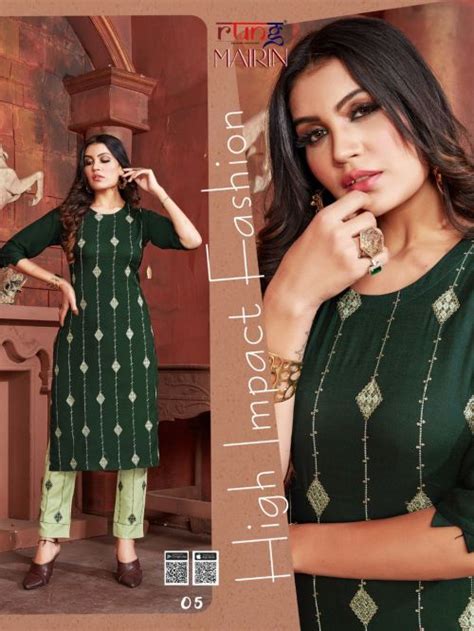 Rung Mairin Rayon Embroidery Designer Kurti With Bottom Collection ...