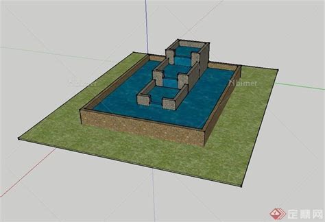 某现代风格详细精致水池景观设计SU模型[原创] - SketchUp模型库 - 毕马汇 Nbimer