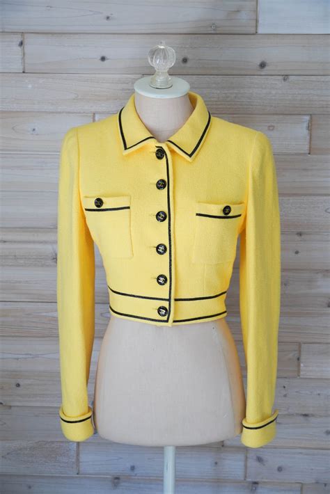 Vintage Chanel 1995 Barbie Collection Yellow Cropped Jacket Microsuit ...