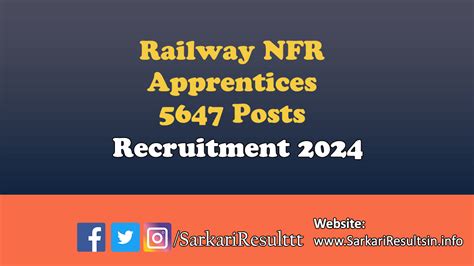 Railway NFR Apprentices Recruitment 2024 Apply For 5647 Posts