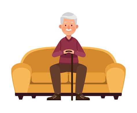 old man seated in sofa 10463829 Vector Art at Vecteezy
