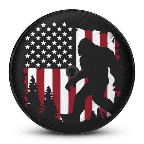 Mud Digger Designs Bronco Spare Tire Cover with Sasquatch Flag Logo for 315/70R17 Tires; Black ...