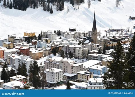 Davos, Famous Swiss Skiing Resort Stock Image - Image of christmas ...