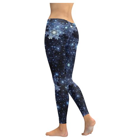 Wintery Blue Snowflake Pattern Women's Low Rise Leggings (Invisible ...