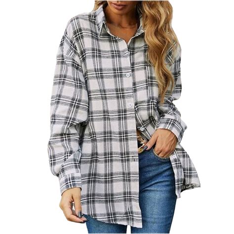 Plaid Shirts for Women Long Sleeve Lightweight Casual Jacket Tops ...