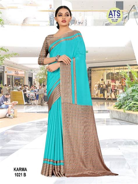 Ats Karma Crape Printed Uniform Wear Saree