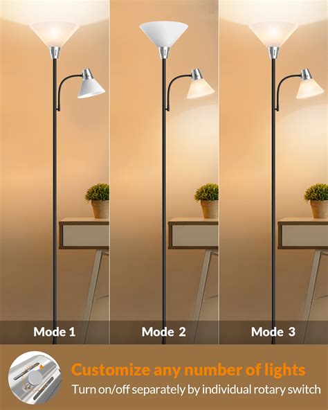 LEPOWER Floor Lamp, 9W LED Standing Lamp with 5W Adjustable Reading ...