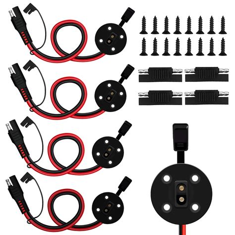 Buy 4 Pack Solar SAE Power Socket Sidewall Port, 12AWG Weatherproof SAE ...
