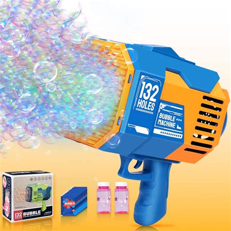 Bazooka Bubble Gun, 132 Holes Bubble Blaster with Extra 10 Concentrated ...